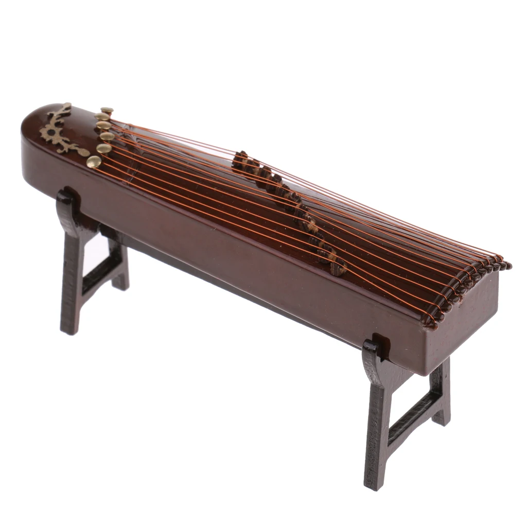 16cm Wooden Guzheng Chinese Zither Plucked Instrument with Box and Stand