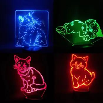

Creative Animal Night Light LED Cute Cat LED 3D Light USB Color Changing 3D Visual Light Night Lamp for Children Xmas Gifts