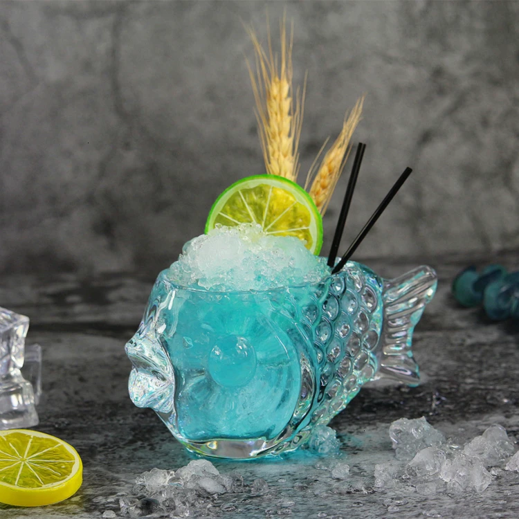Творческий 3D прозрачный в форме рыбы бар коктейльное стекло вечерние толстые тяжелые прекрасные смузи чашка холодный напиток тики стекло es кружка