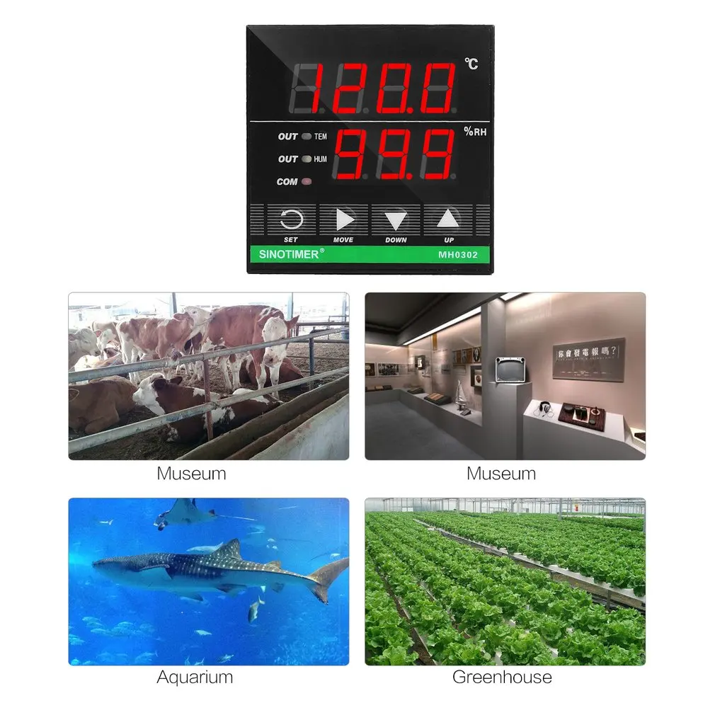SINOTIMER цифровой Микрокомпьютер регулятор влажности воздуха охладитель розетка терморегулятор Термостат гумидистат