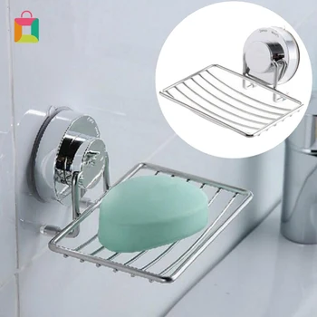 

Stainless Steel Wall Mounted Soap Holder Bathroom Storage Box Container Tray Powerful Suction Cup Rack Bathroom Accessories Cozy