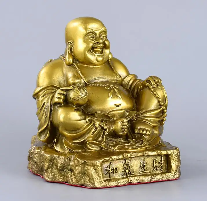 GUTE buddha unternehmen hause dekoration blühendes geschäft Geld Zeichnung Gute luck Gold Maitreya Buddha messing FENG SHUI statue – Detail 8