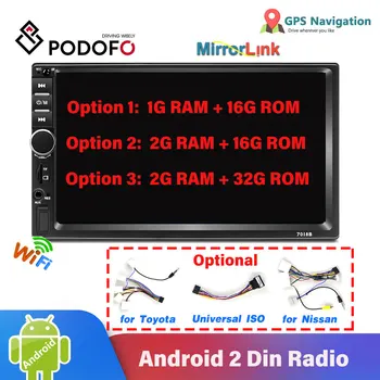 

Podofo Android 2 Din Car Radio 7 Inch GPS Navigation WIFI Mirrorlink Stereo USB TF Bluetooth Rear Camera MP5 Multimedia Player