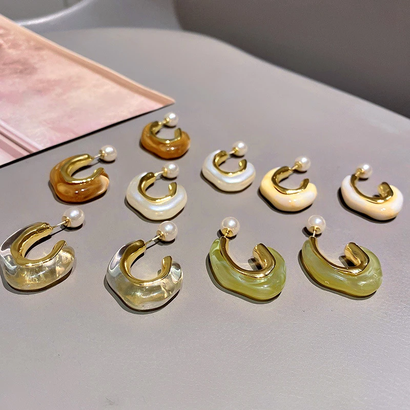 New Fashion Fine 14K Real Gold C Shape Hoop Earrings for Women Temperament High Quality Jewelr S925 Silver Needle Anniversary | Украшения и