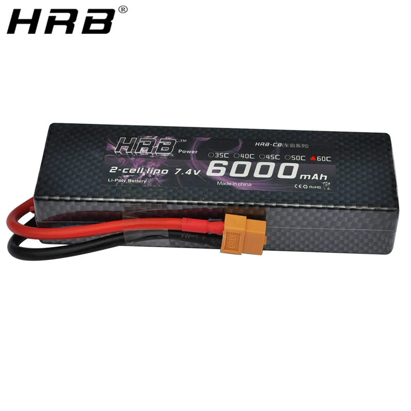 Аккумулятор HRB Lipo 2S 7 4 V 6000mah 60C XT60 T Deans TRX EC5 XT90 RC запчасти Жесткий Чехол для Traxxas