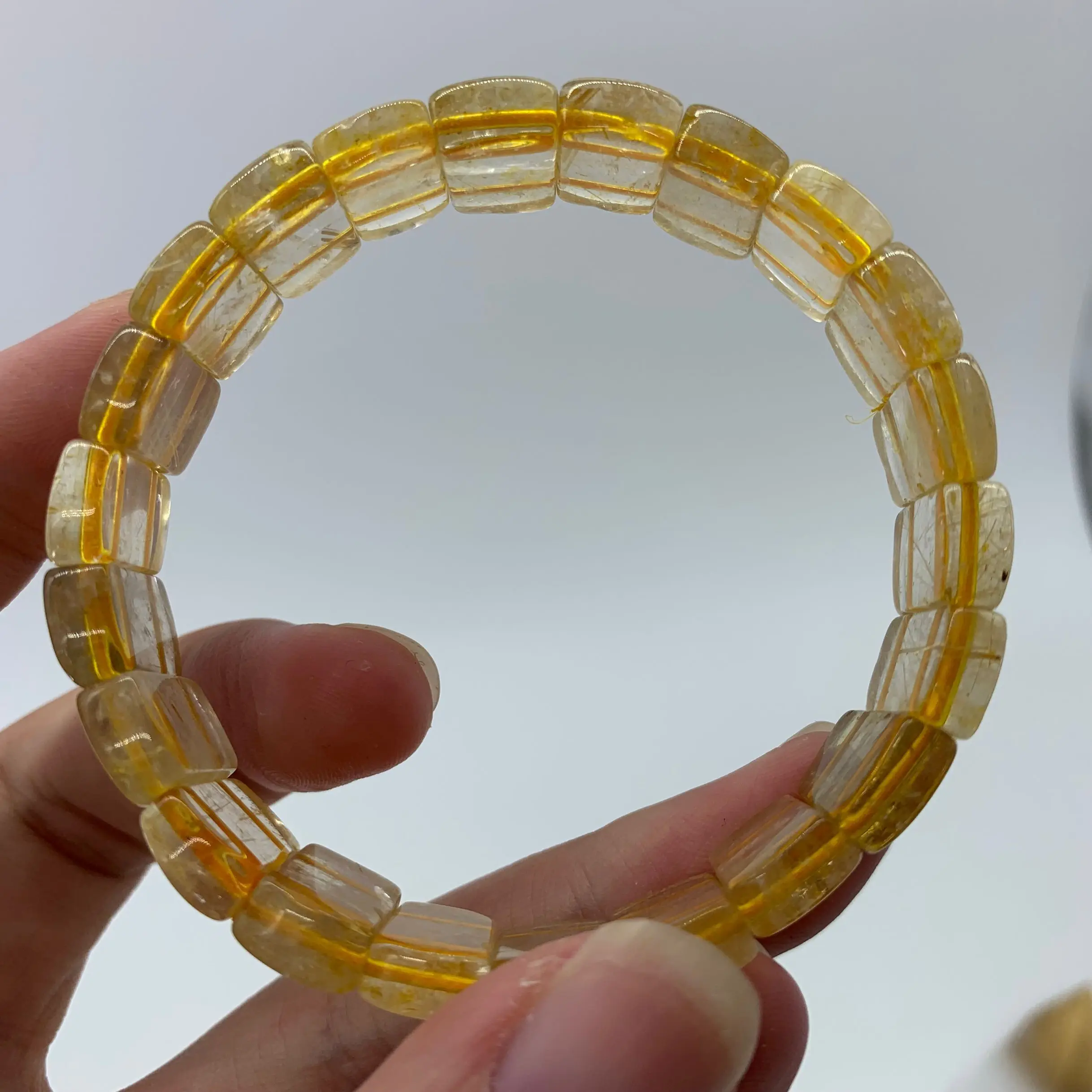 Natural Rutilated Quartz Bracelet Polished Crystal Stone Bracelet For Gifts