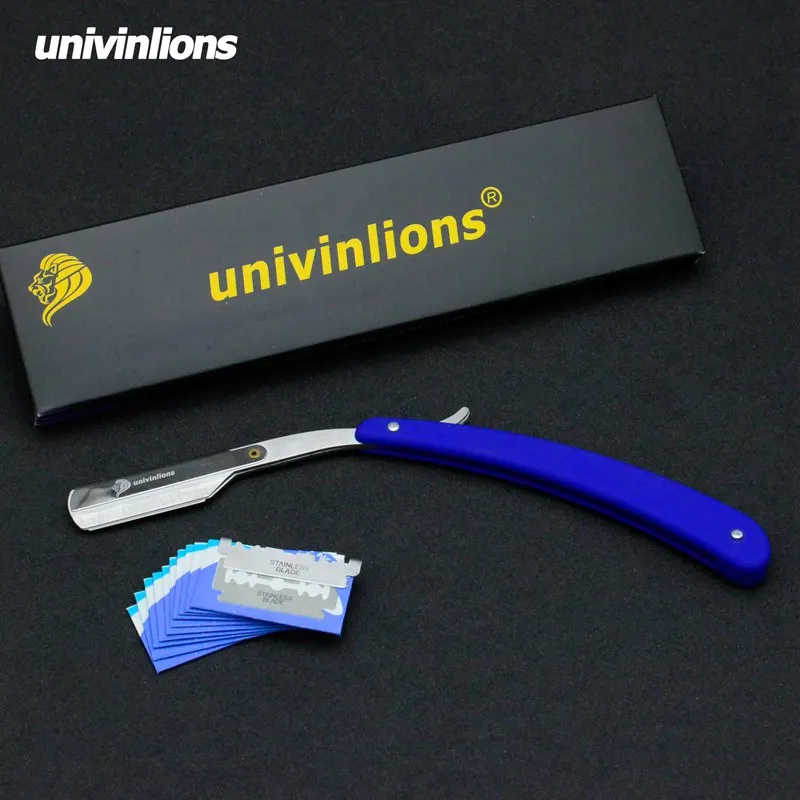 Univinlions, прямая пластиковая ручка, складное острое лезвие, бритва, палочка для мужчин и женщин, парикмахерский нож для бритья, борода, лицо, подмышек