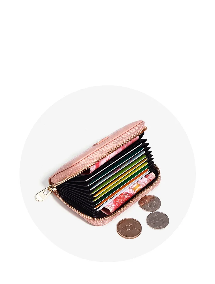 Zipper coin purse Card package Accordion bag Wallet PU leather solid color mini wallet Fashion creative card package