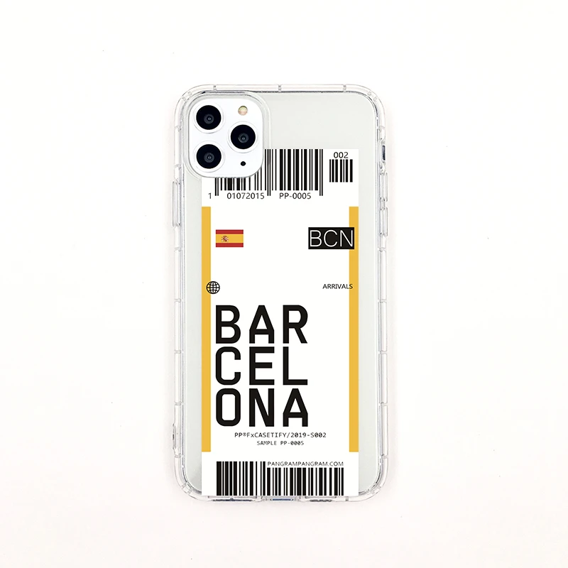 Горячие авиа билетов город этикетка штрих-код чехол для телефона для samsung Galaxy S10 5G Plus S9 S8 Note 10 ins письмо прозрачный мягкий кремний чехол - Цвет: Barcelona