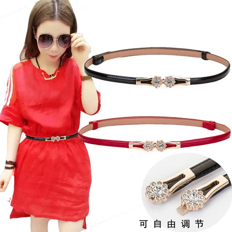 Nuevo diseño cinturones Дельгадо ajuste cinturón PU cuero; negro vestido широкие пояса Эстудиантес cinturones para mujer flor De Lis Роха h