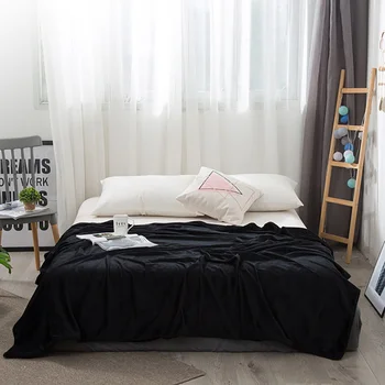 

150*200cm Fleece Blanket Plaids Soft Thick Solid Color Double Layer Blankets for The Bed/Sofa/Portable Car Travel Cover Blanket