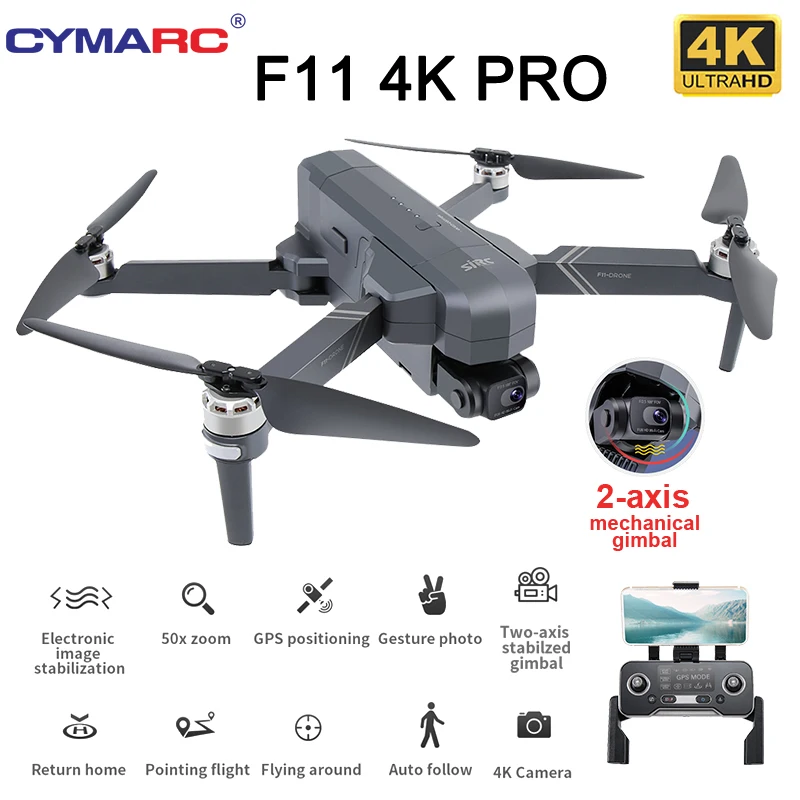 US $99.99 SJRC F11 Pro 4K GPS Drone 5G Wifi FPV Dual Camera 2 Axis Gimbal 50X Zoom Professional Brushless Quadcopter RC Dron SG906 Pro 2