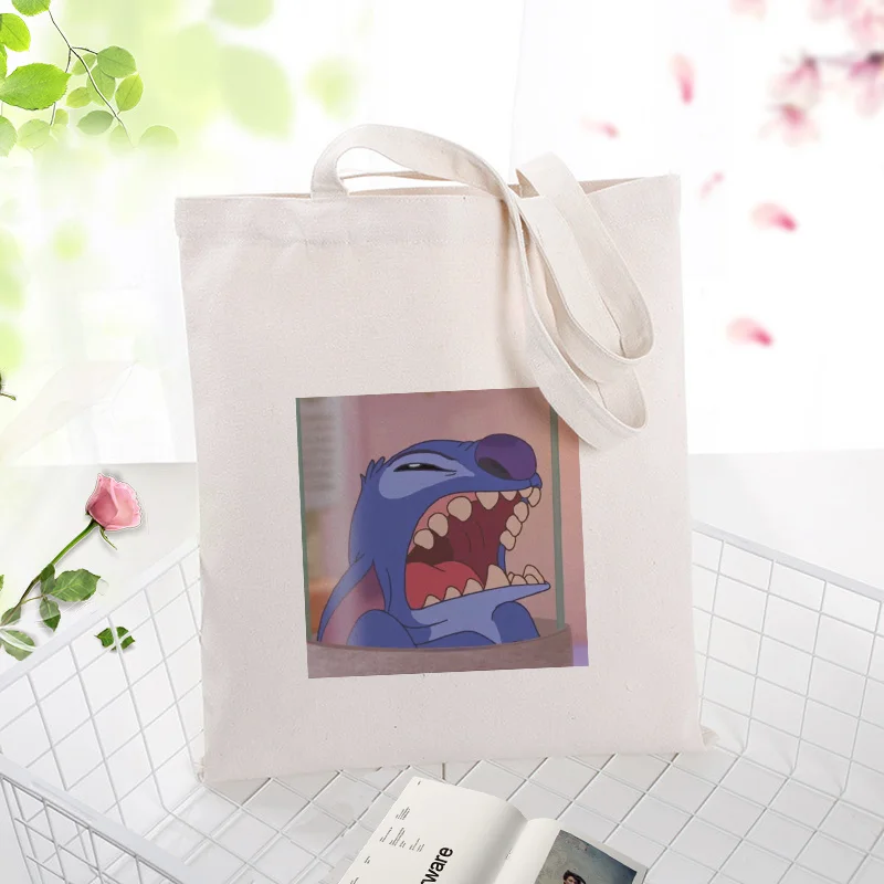 

blue cartoon Canvas Tote Bag Shopping Bag Handbag Custom Print Logo Text DIY Daily Use Eco Ecologicas Reusable Recycle