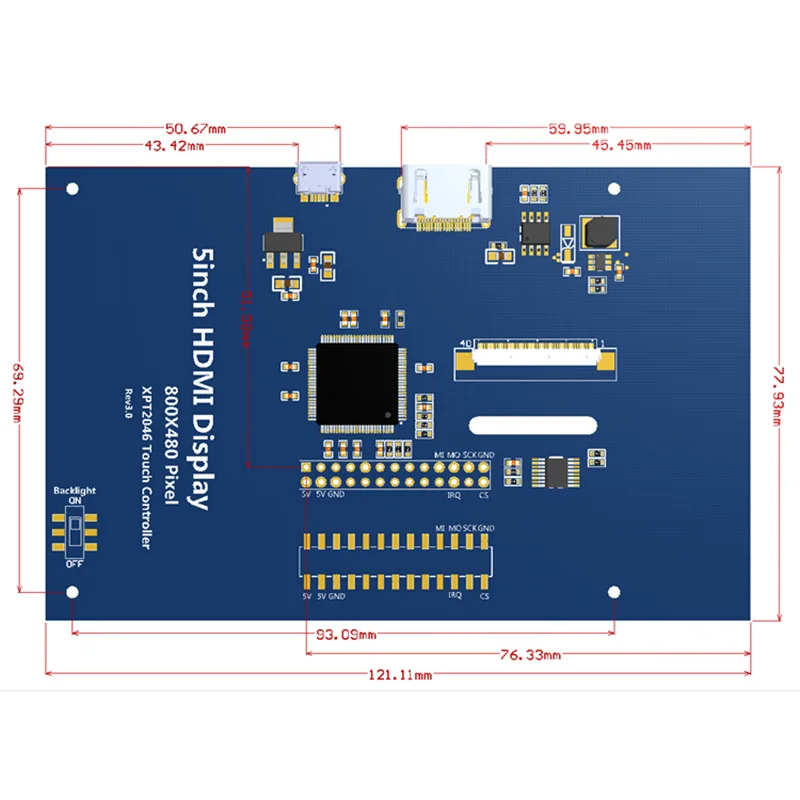 5 дюймов 800x480 HD с технологией TFT ЖКД сенсорной панелью для Raspberry Pi 3 Model B/2 модели B/A +