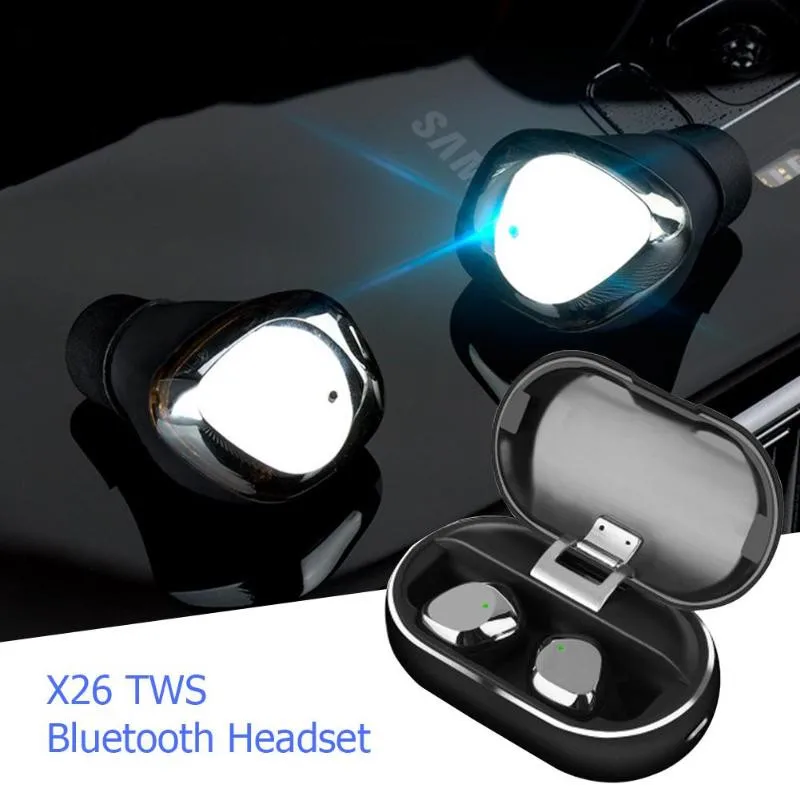 X26 Tws Bluetooth 5.0 True Wireless Earbuds Smart Waterproof Stereo Hifi Earphone With Charging Case For Iphone