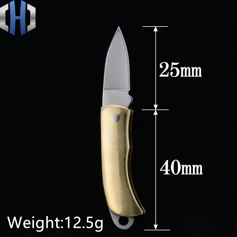 Латунный Мини-нож с наружным складным ножом, многофункциональный нож для ключей с экспресс-ножом