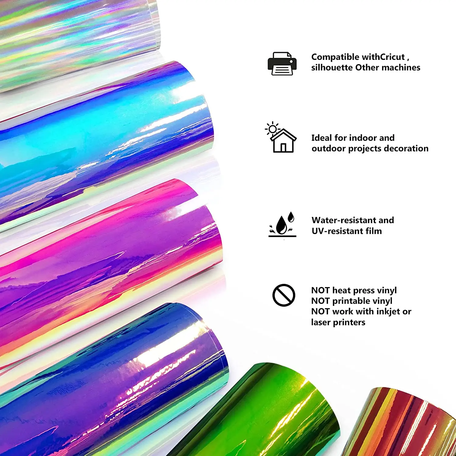 Adhesive vinyl stickers holographic opal permanent roll for craft sign making waterproof