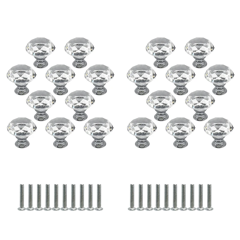 

Handles Crystal Glass Shape Design Knobs Cupboard Drawer Pull Door Kitchen Cabinet Wardrobe Handles Hardware 30mm