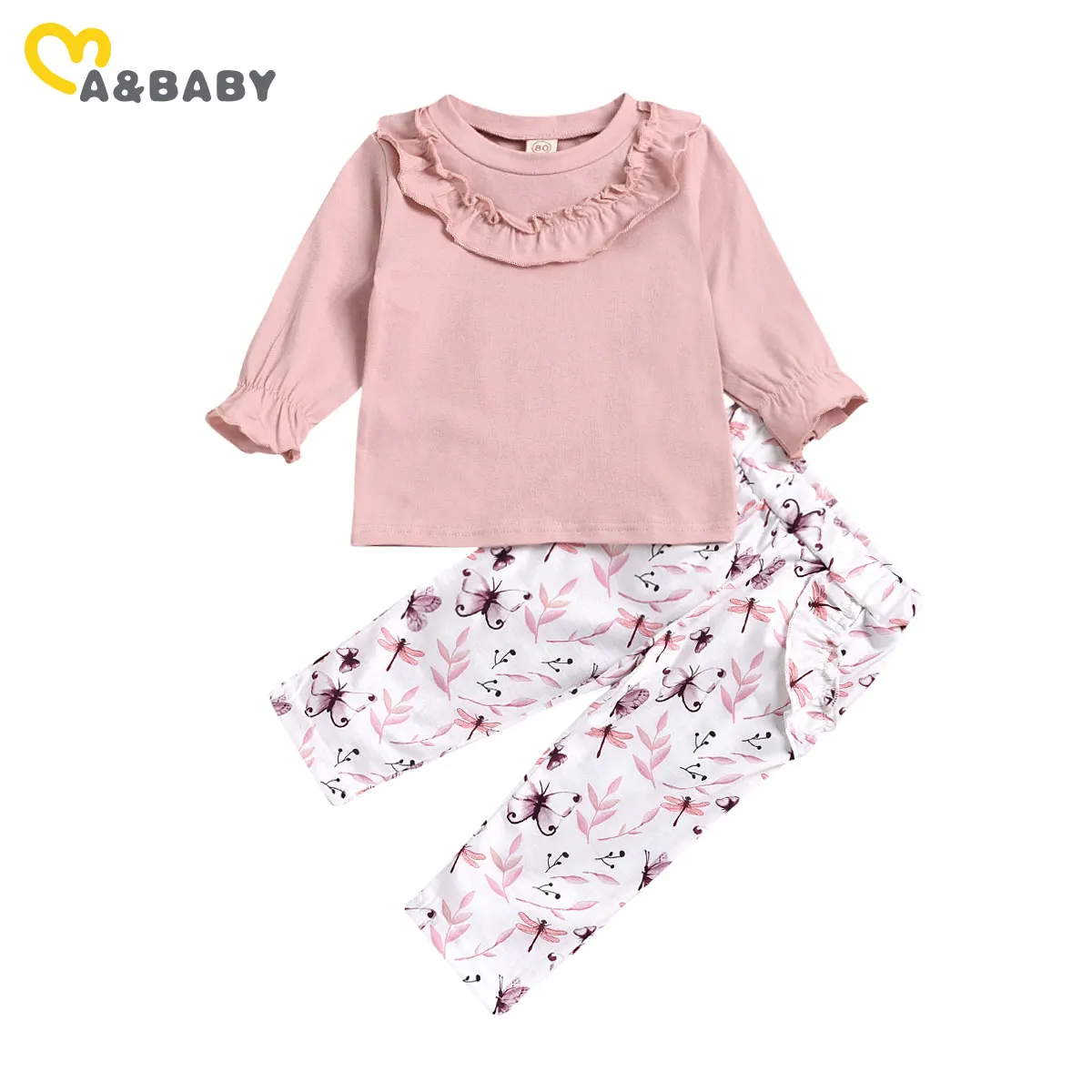 

Ma&Baby 1-6Y Autumn Spring Flower Toddler Kid Girl Clothes Set Soft Long Sleeve Tops Ruffles Floral Pants Outfits Child Clothing