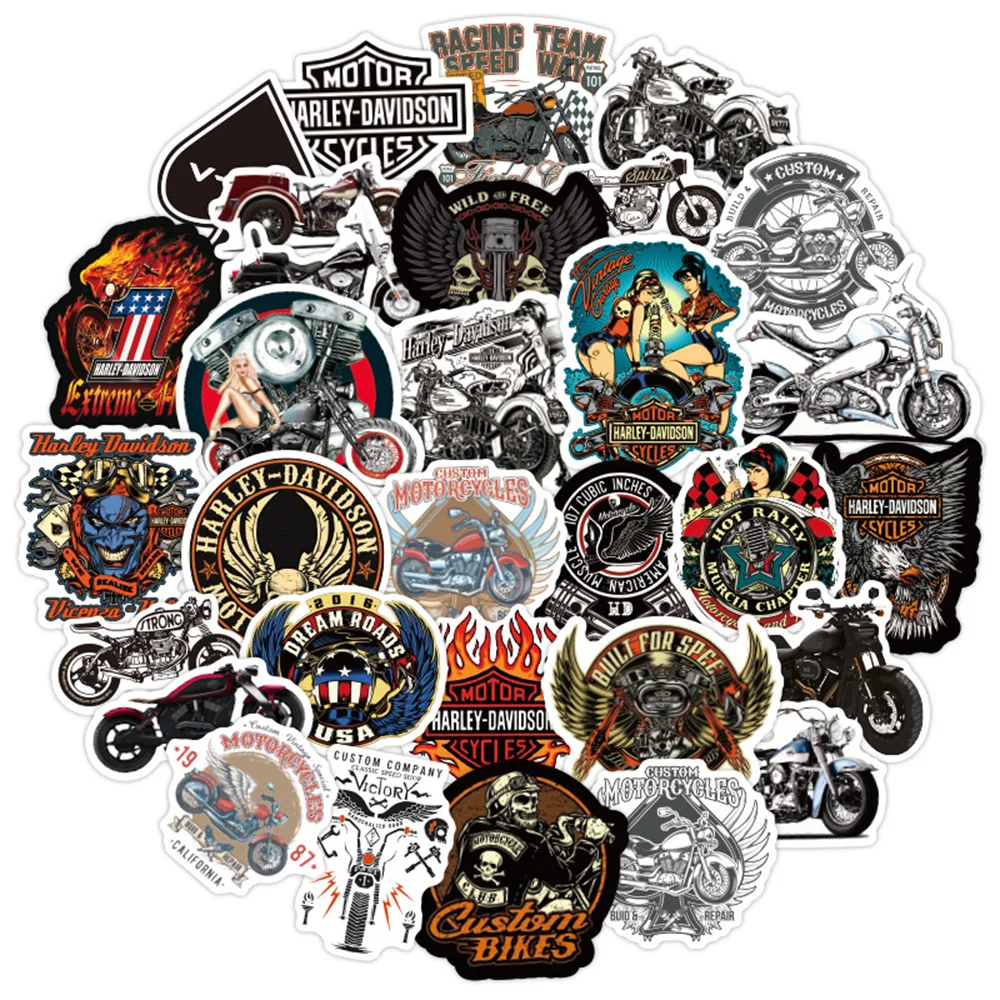 10/30/50PCS Retro Motorcycle Theme Graffiti Sticker Laptop Guitar Luggage Skateboard Bike Waterproof Toy Gift Sticker Wholesale