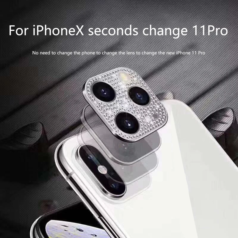 iphone 6s phone case For iPhone xs max xr x 10 Metal Lens Case Diamond Cover Seconds Change for iPhone 11 Pro Back Camera Fake Lens Protective Coque iphone 8 leather case