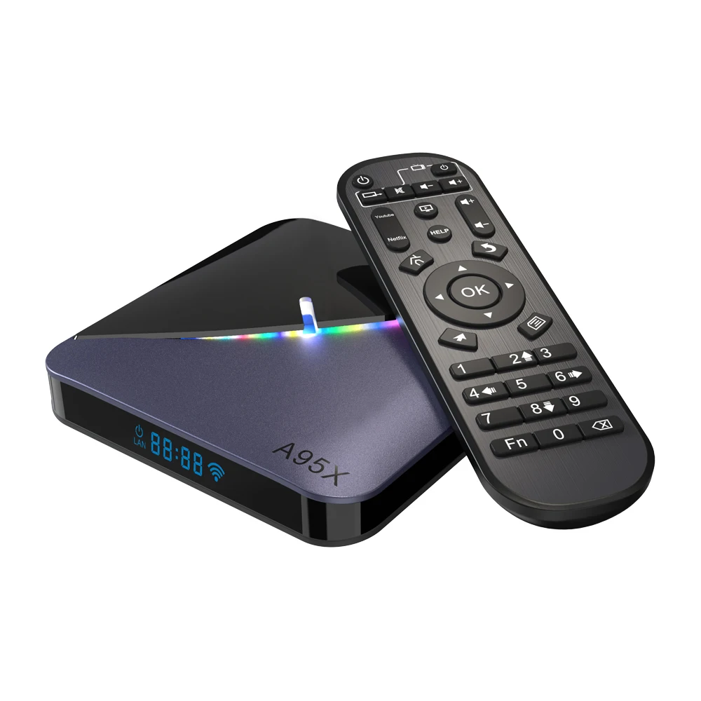 ТВ Приставка Smart TV A95X F3 Android 9 0 RGB светильник приставка Amlogic S905X3 8k Netflix Plex