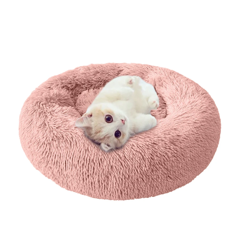 light pink-1 Большая кровать для собак, круглые плюшевые кровати для домашних животных, домик для кошек, мягкий длинный плюшевый коврик для кровати для кошек, зимнее теплое одеяло для щенка, cama de perro - Цвет: light pink-1