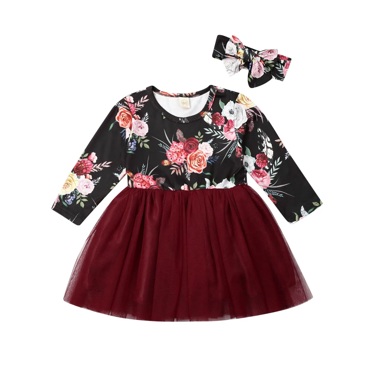 

Girl Dress 2019 Baby Flower Girl Dress Princess Long Sleeve Lace Tulle Tutu Gown Formal Party Dress