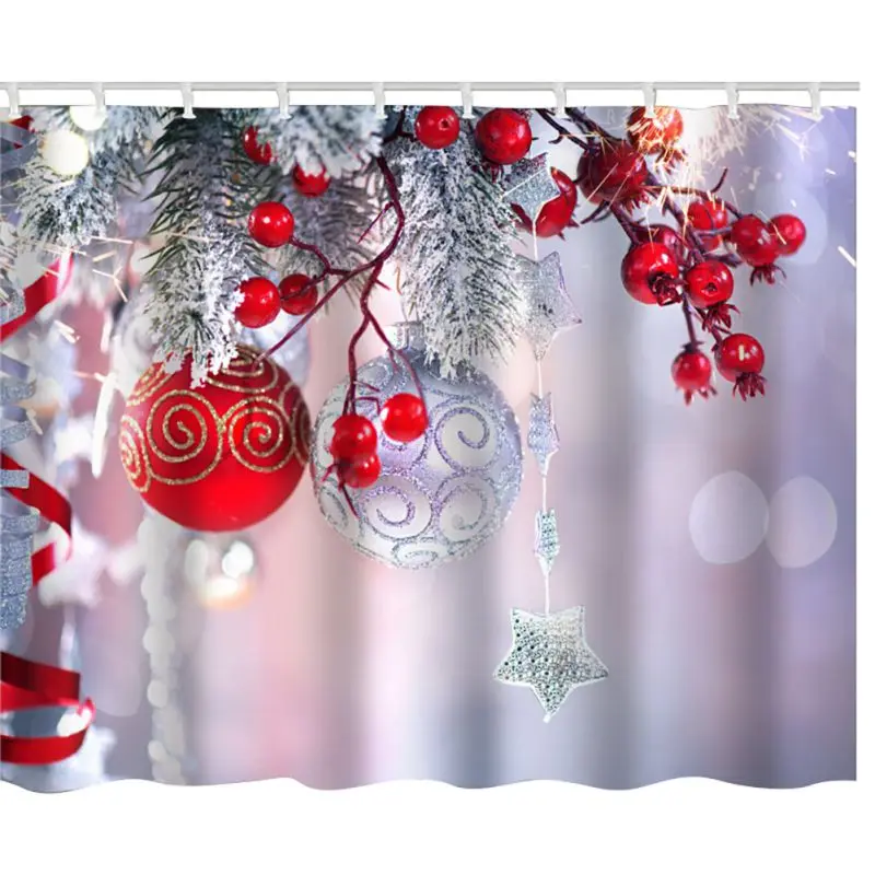 Рождественская занавеска для душа украшения ванной водонепроницаемый Лес Животные штора с оленем
