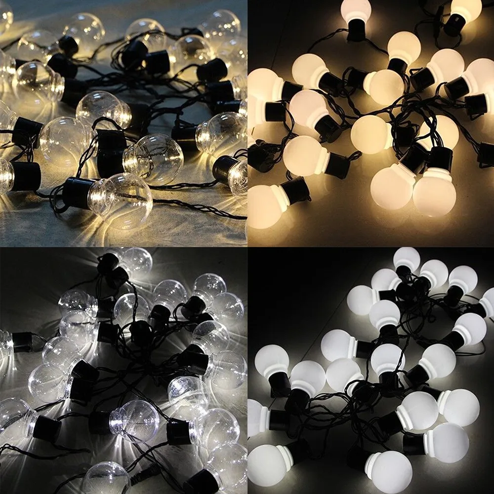 20Ft 20LED лампы сферические светящиеся гирлянды с прозрачная лампочка внутренний дворик заднего двора огни Винтаж лампы декоративные открытый гирлянда для свадьбы
