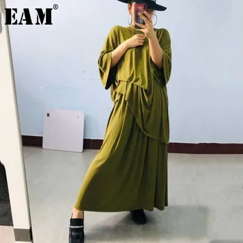 

[EAM] Half-body Skirt Big Size Two Pieces Suit New Round Neck Half Sleeve Loose Women Fashion Tide Spring Summer 2020 1U727