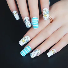 Joyme элегантный стикер для ногтей в синюю и белую полоску экологически чистый нетоксичный безвредный для детей, для беременных женщин