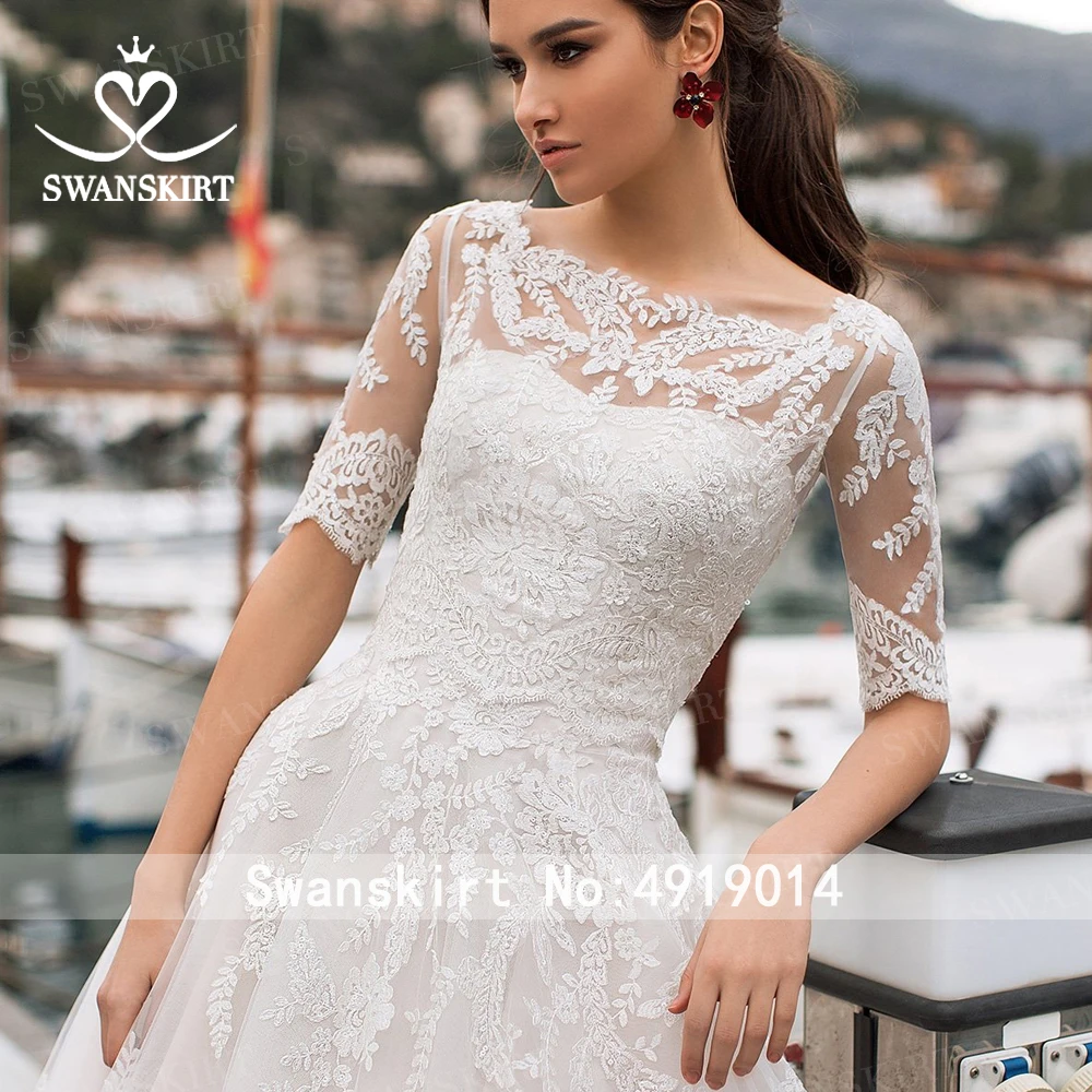 Винтажное свадебное платье трапециевидной формы с аппликацией, юбка-лебедка N150, 2 в 1, съемный жакет, шлейф, иллюзия, свадебное платье, vestido de noiva