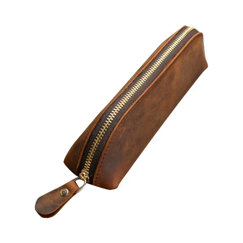 Crazy Horse кожаная сумка карандаш винтажная РЕТРО МОЛНИЯ авторучка косметичка W91A