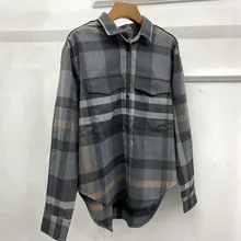  Women Turn-Down Collar Blouse Early Autumn Single Breasted Long Sleeve Silhouette Plaid Straight Female Casual Shirt New 2021 