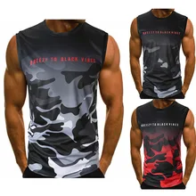 Большое карго Специальное предложение тренд Универсальный Мужской Камуфляжный Печатный буквенный вырез лодочкой без рукавов жилет