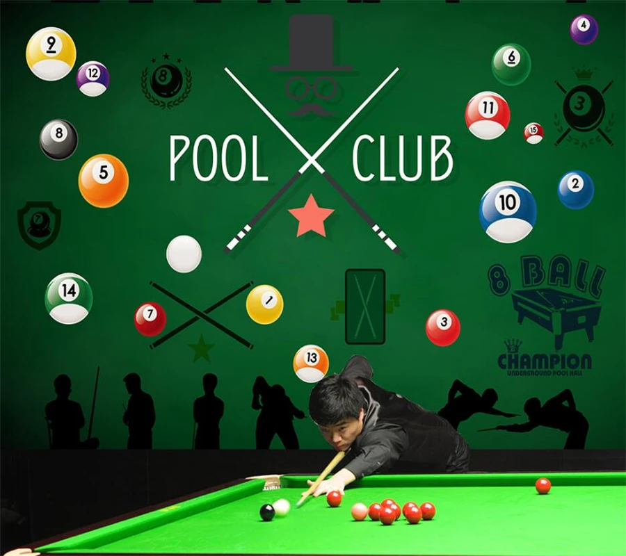 Custom-wallpaper-3d-retro-nostalgic-billiard-hall-billiard-room-sports ...