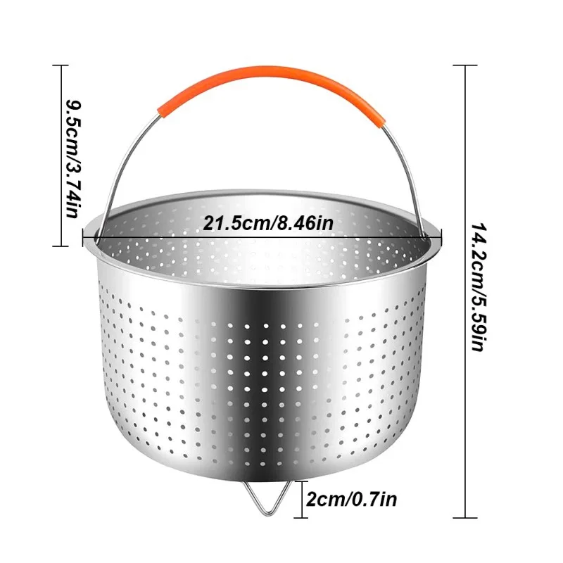 Бытовой пароочиститель корзина 304 Пароварка из нержавеющей стали плагин Силиконовая ручка скороварка пищевая Паровая корзина - Цвет: A