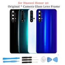 Для huawei Honor 20 Задняя крышка батареи задняя крышка корпуса дверная камера стеклянная рамка объектива Запасная часть