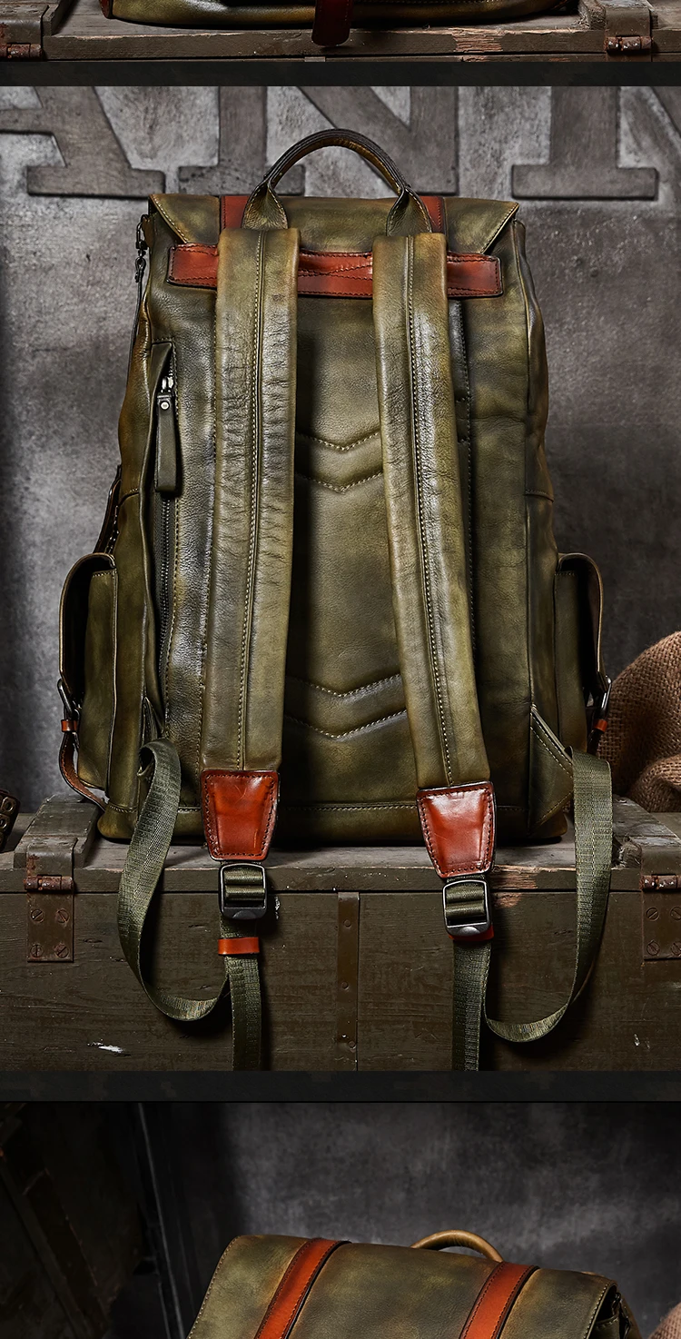 Большой емкости первый слой воловьей кожи мужской рюкзак ретро полный кожаный мужской рюкзак для ноутбука сумка школьная сумка мужские дорожные рюкзаки