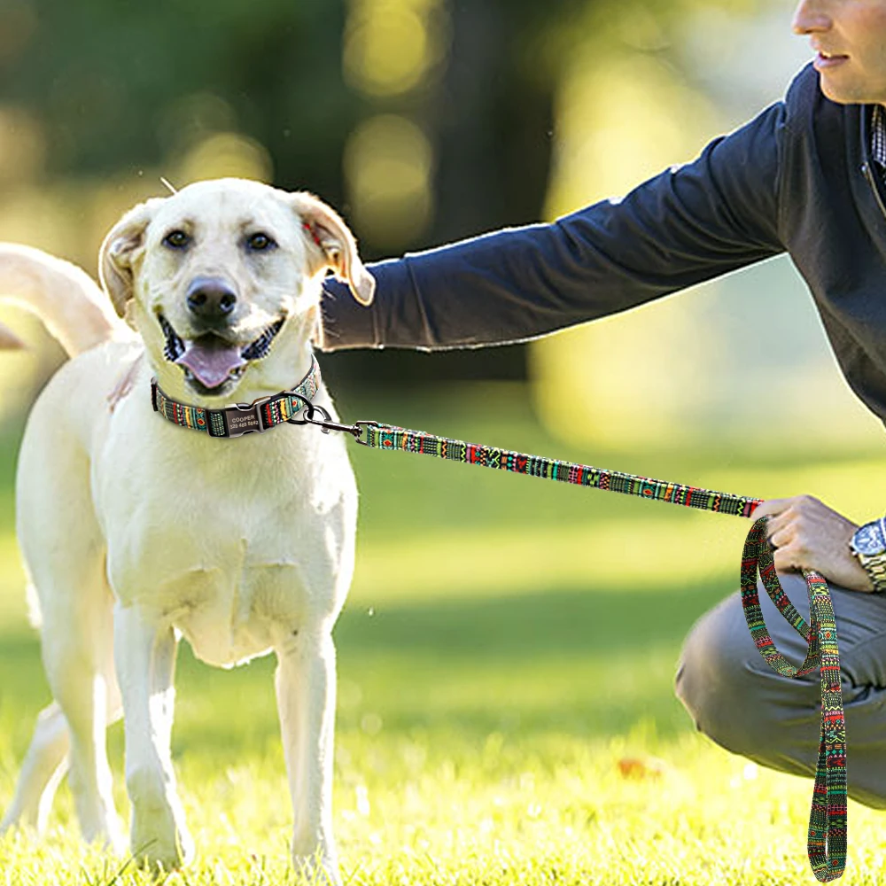 Custom Dog Collar Personalzied Nylon Pet Dog ID Tag Collars Engraved Printed Puppy Collar Leash For Small Medium Large Dogs dog leash dog collar pet collar