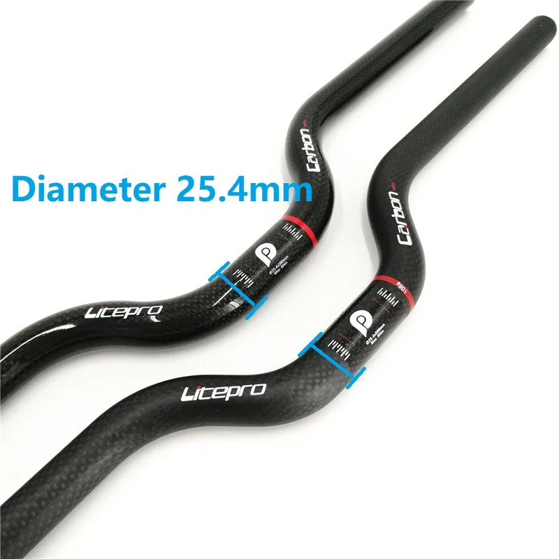 Carbon Fiber Handlebar bicycle handlebar For Brompton 25.4mm * 580mm Matte/Gloss Black BMX 412 Folding Bike Swallow-shaped Handlebar