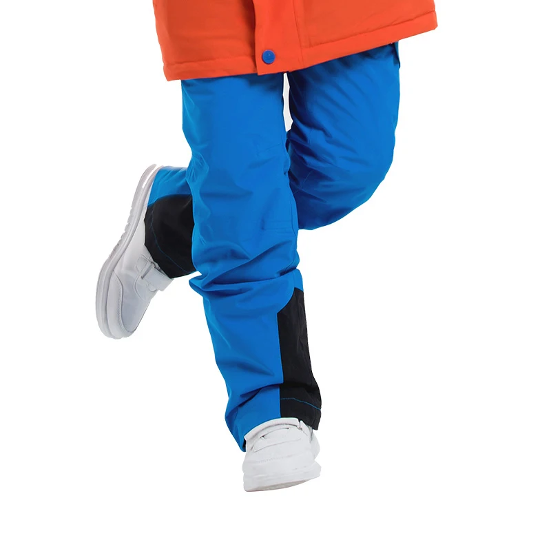 Новые детские лыжные штаны, зимние водонепроницаемые брюки ветрозащитные теплые лыжные штаны для мальчиков и девочек, уличная спортивная детская Лыжная одежда - Color: lake blue