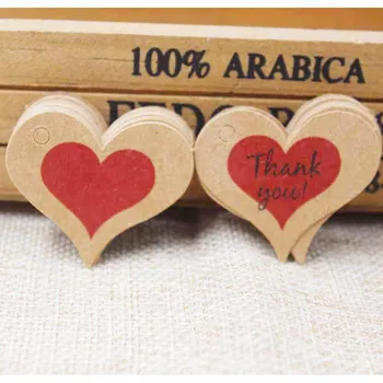 

200pcs DIY Craft red heart thank you Label, Luggage Party Favor Christmas Decoration Hanging Ornaments tag ,handmade favors tag