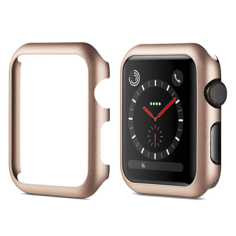 Жесткий металлический чехол для Apple Watch 1, 2, 3, 4, 5, 42 мм, 38 мм, 40 мм, 44 мм, алюминиевый бампер для iWatch 4, 5 - Цвет: Rose Gold