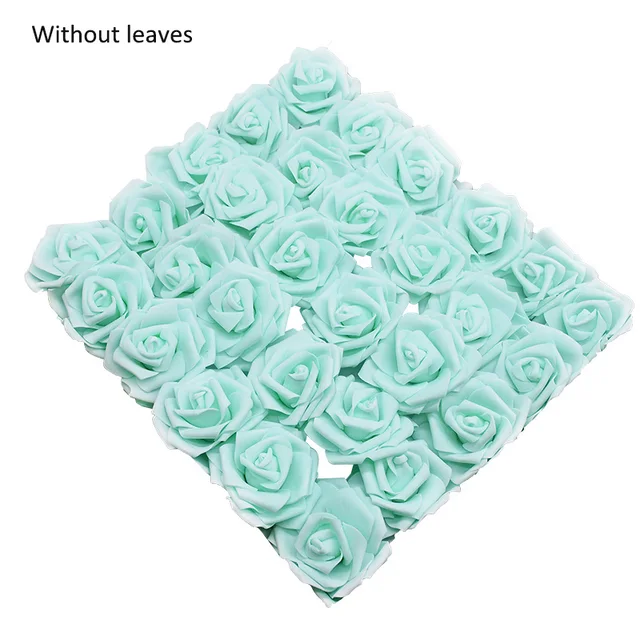 10/20/30 Heads 8CM Artificial PE Foam Rose Flowers Bride Bouquet Flower For Wedding Party Decorative Scrapbooking DIY Flower F12 Mint green