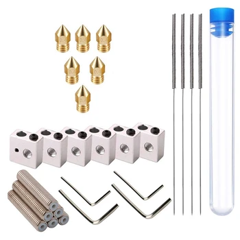 

3D Printing Tool Kit,30Mm Length Extruder 1.75Mm Teflon Throat Tube And 0.4Mm Brass Extruder Nozzle Print Heads And 6Pcs Heater