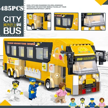 

Yellow Double Decker Tourist City Bus Building Blocks for Children Small Particles Puzzle Assembled Building Blocks Wholesale