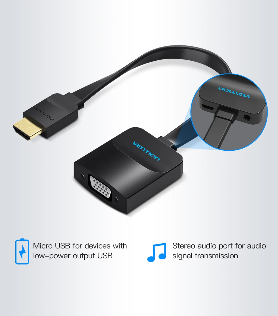 Vention HDMI-Compatible con el cable convertidor VGA con adaptadores de audio VGA de 3.5 mm Vention HDMI-Compatible con el cable convertidor VGA con adaptadores de audio VGA de 3.5 mm