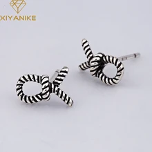 XIYANIKE 925 серебро винтажный Плетеный скрученный узел гипоаллергенно серьги гвоздики для женщин ручной работы маленькие простые ювелирные изделия